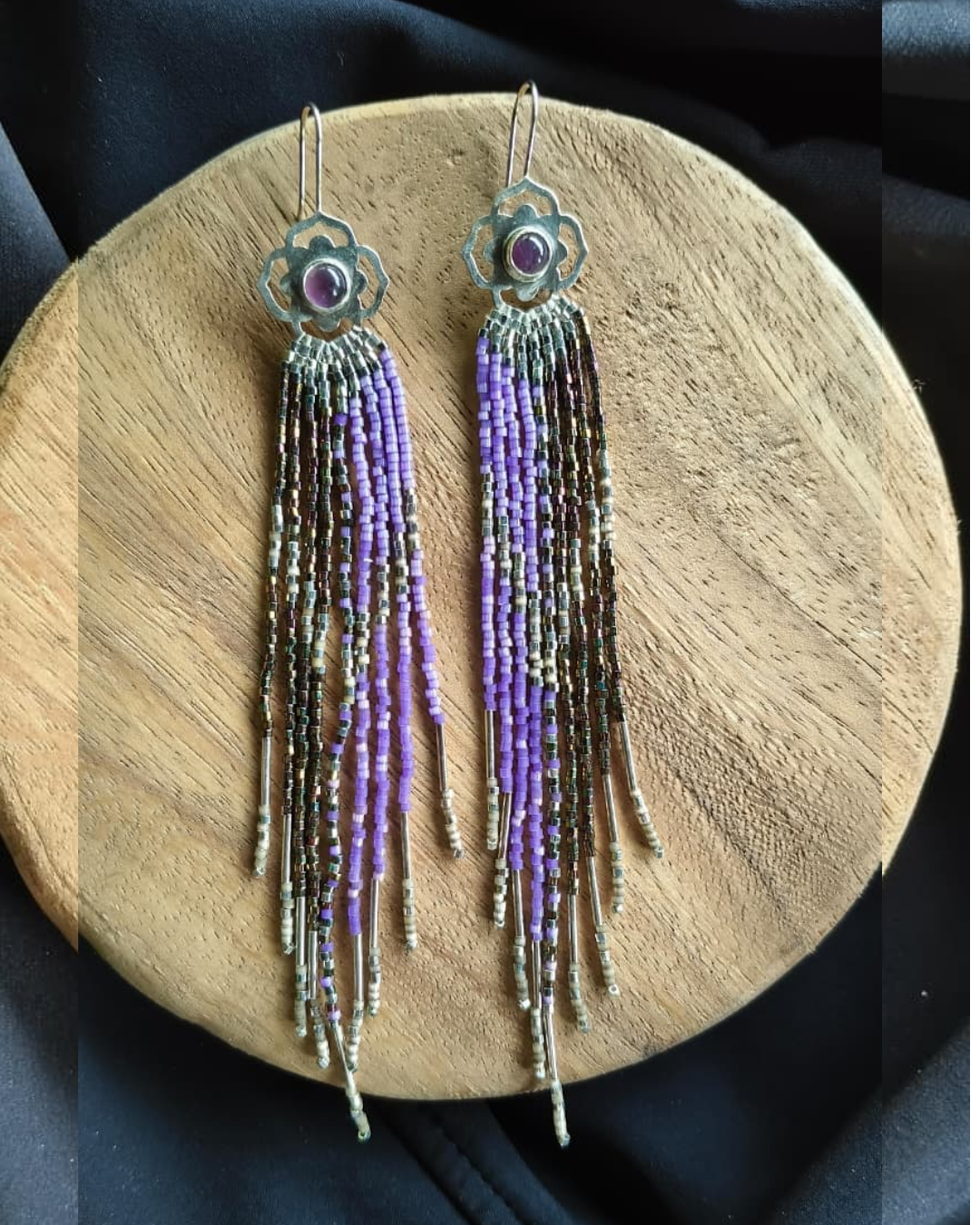 Aretes rosetón con piedra